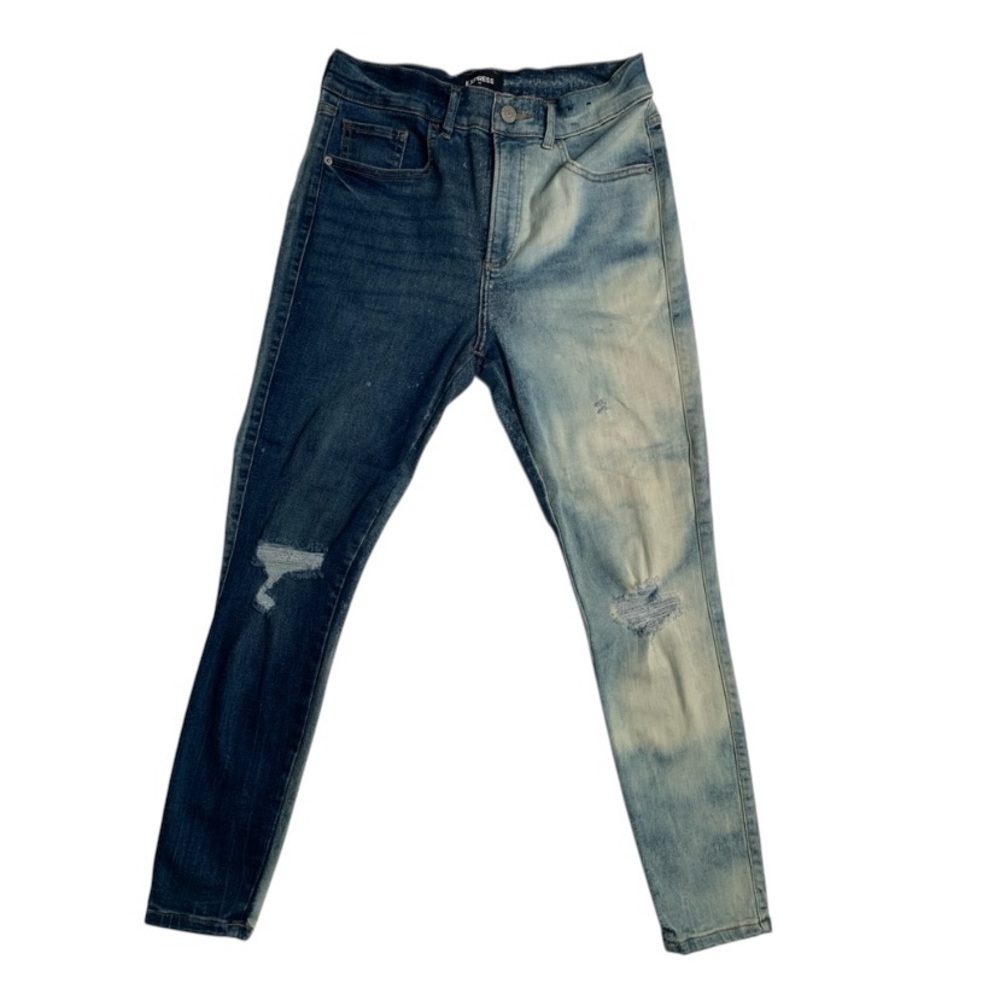 Sz 8 Custom Express Two-Tone Distressed Women Jeans
